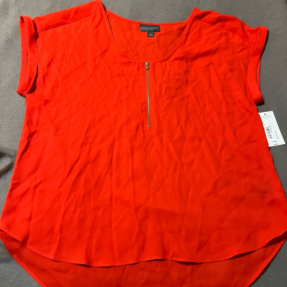 BOLD Elements Red Women's Top with Gold Zipper Size L - Picture 5 of 7